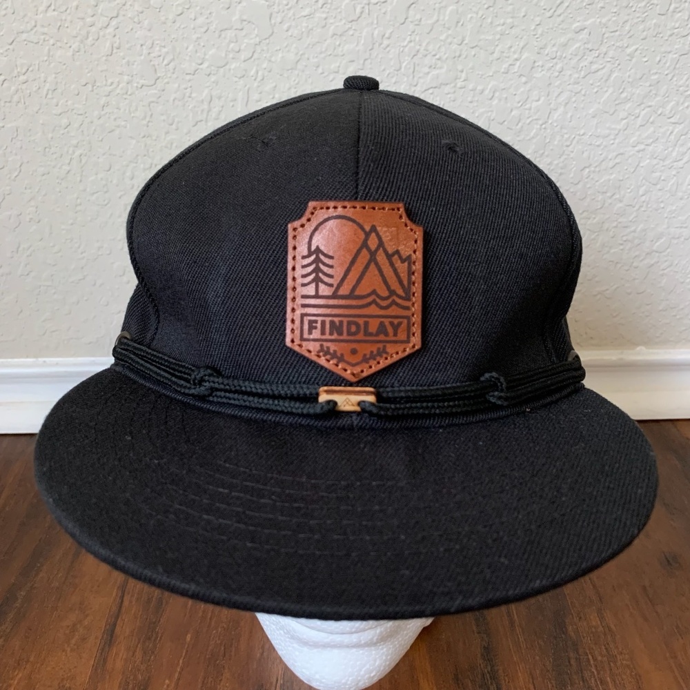 FINDLAY Dark Point Black Snapback Hat Mens Adjustable